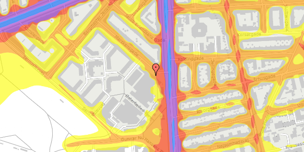 Trafikstøjkort på Marskensgade 5A, 1. 1, 2100 København Ø