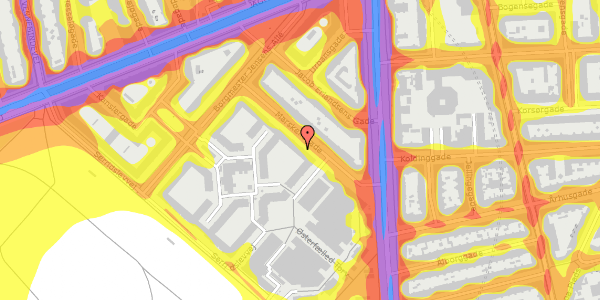 Trafikstøjkort på Marskensgade 21, 1. th, 2100 København Ø