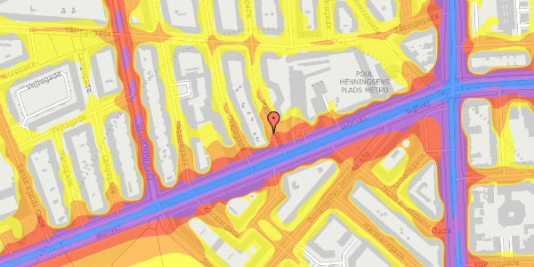 Trafikstøjkort på Masnedøgade 1, 1. th, 2100 København Ø