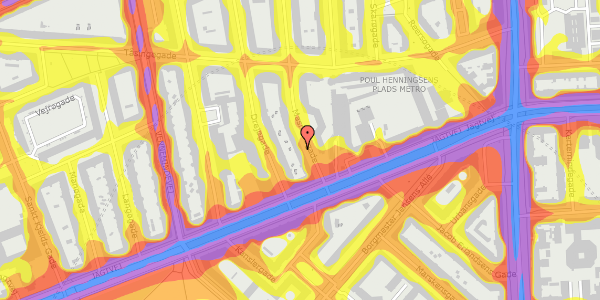 Trafikstøjkort på Masnedøgade 3, kl. th, 2100 København Ø