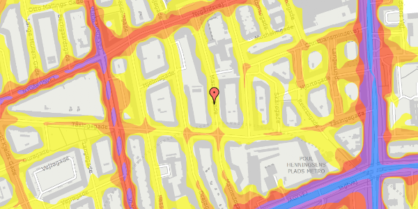 Trafikstøjkort på Masnedøgade 19, 3. tv, 2100 København Ø