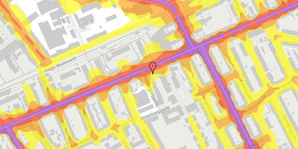 Trafikstøjkort på Meklenborggade 1, st. , 2300 København S