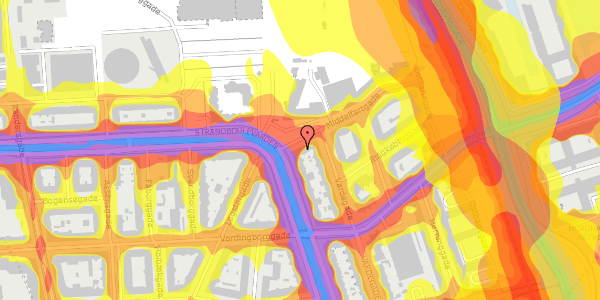 Trafikstøjkort på Middelfartgade 2, 4. , 2100 København Ø