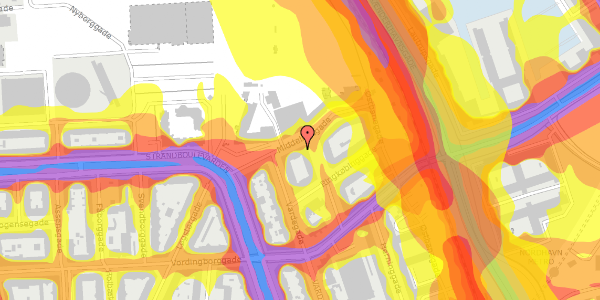 Trafikstøjkort på Middelfartgade 10, 4. th, 2100 København Ø