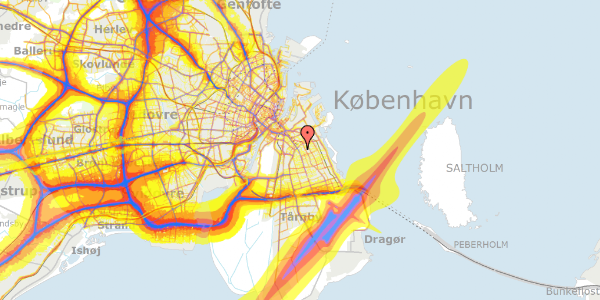 Trafikstøjkort på Middelgrundsvej 7, 1. th, 2300 København S