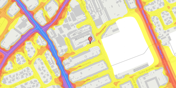 Trafikstøjkort på Middelgrundsvej 33, 3. th, 2300 København S