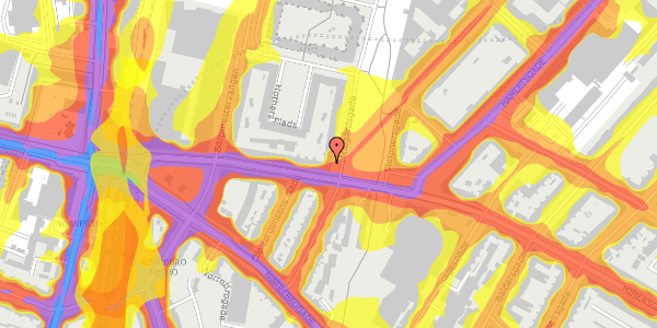 Trafikstøjkort på Midgårdsgade 1, st. tv, 2200 København N