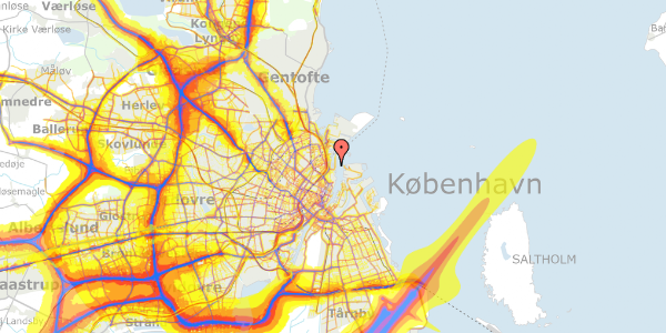 Trafikstøjkort på Midtermolen 12, st. 4, 2100 København Ø