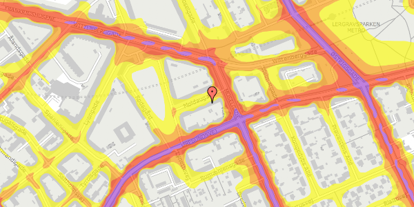 Trafikstøjkort på Moldaugade 8, 2. tv, 2300 København S