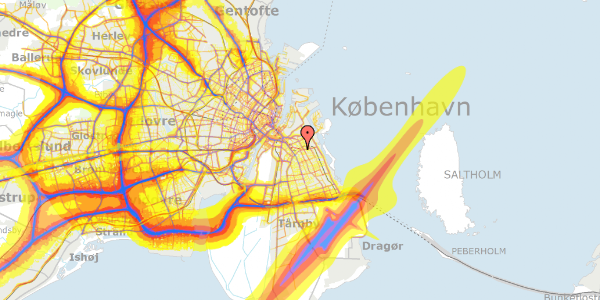 Trafikstøjkort på Moldaugade 11, 3. th, 2300 København S