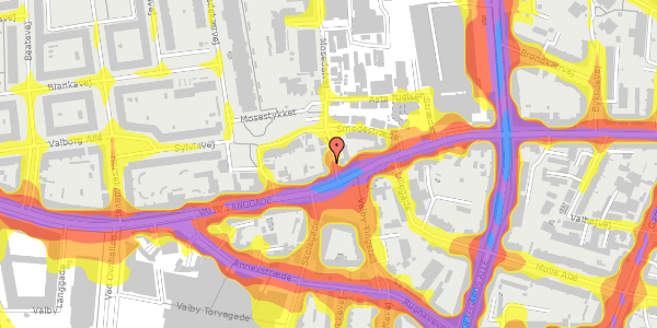 Trafikstøjkort på Mosedalvej 1, 1. , 2500 Valby