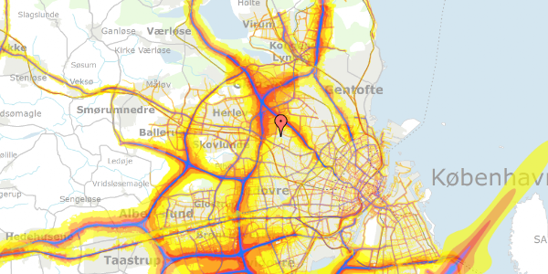 Trafikstøjkort på Muldager 12, 1. th, 2700 Brønshøj