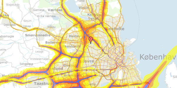 Trafikstøjkort på Muldager 38, 1. th, 2700 Brønshøj