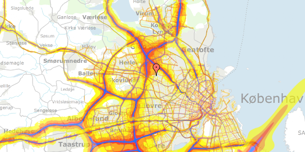 Trafikstøjkort på Muldager 40, 1. th, 2700 Brønshøj