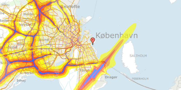 Trafikstøjkort på Muslingestien 1, 2300 København S