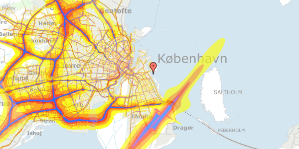 Trafikstøjkort på Muslingestien 6, 2300 København S