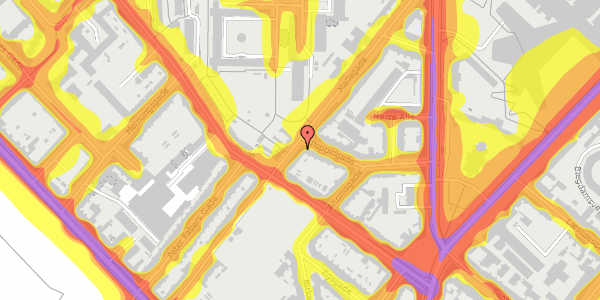 Trafikstøjkort på Møllegade 20, 5. tv, 2200 København N