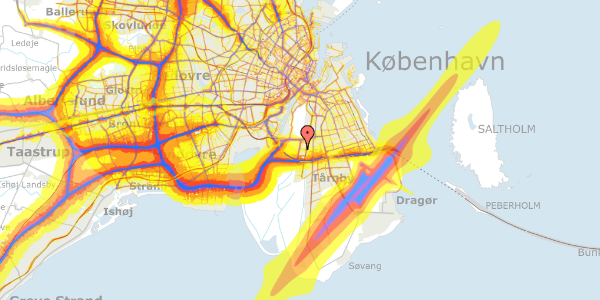 Trafikstøjkort på C.F. Møllers Allé 14, 7. tv, 2300 København S