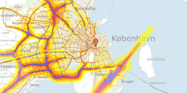 Trafikstøjkort på Nicolai Eigtveds Gade 34, kl. 10, 1402 København K