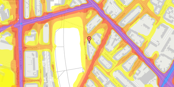 Trafikstøjkort på Nordbanegade 18, 1. th, 2200 København N