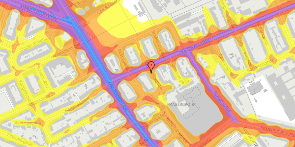 Trafikstøjkort på Nordlandsgade 10, kl. , 2300 København S