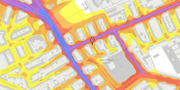 Trafikstøjkort på Nordlandsgade 10, st. th, 2300 København S