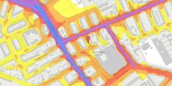 Trafikstøjkort på Nordlandsgade 14, 1. th, 2300 København S