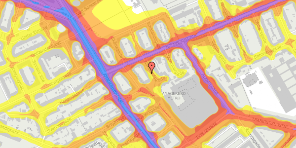 Trafikstøjkort på Nordlandsgade 14, 3. th, 2300 København S