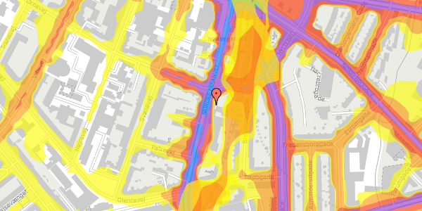 Trafikstøjkort på Nordre Fasanvej 230, 1. tv, 2200 København N