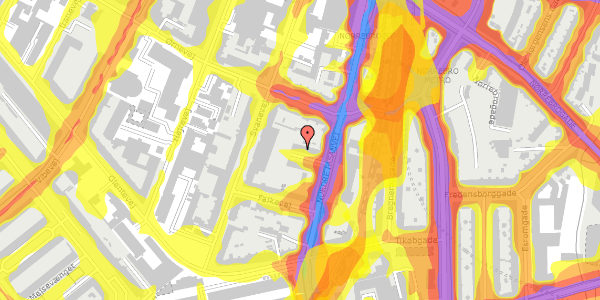 Trafikstøjkort på Nordre Fasanvej 255, 1. tv, 2200 København N