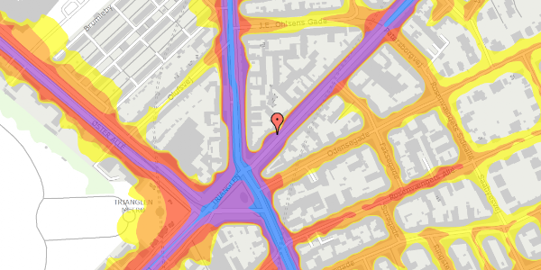 Trafikstøjkort på Nordre Frihavnsgade 5, st. 1, 2100 København Ø