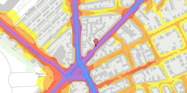 Trafikstøjkort på Nordre Frihavnsgade 9, st. th, 2100 København Ø