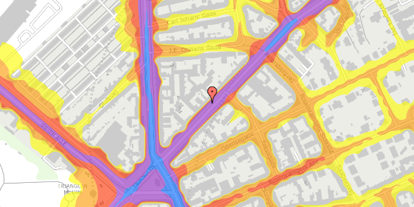 Trafikstøjkort på Nordre Frihavnsgade 13A, st. th, 2100 København Ø