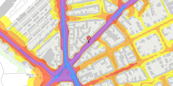 Trafikstøjkort på Nordre Frihavnsgade 13, st. tv, 2100 København Ø