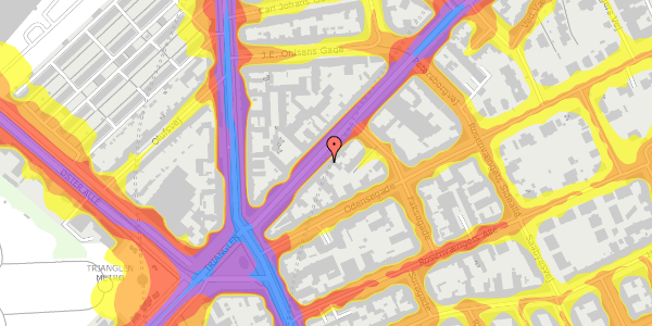 Trafikstøjkort på Nordre Frihavnsgade 14, st. 3, 2100 København Ø