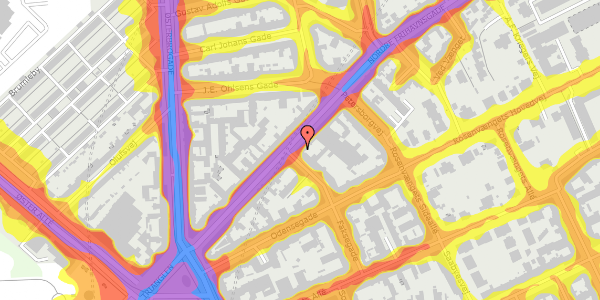 Trafikstøjkort på Nordre Frihavnsgade 20, st. 1, 2100 København Ø