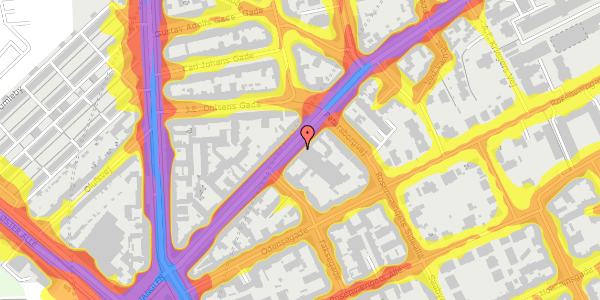 Trafikstøjkort på Nordre Frihavnsgade 24, 1. 2, 2100 København Ø