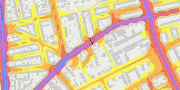 Trafikstøjkort på Nordre Frihavnsgade 58, st. 2, 2100 København Ø