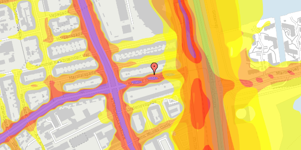 Trafikstøjkort på Nordre Frihavnsgade 91, st. th, 2100 København Ø