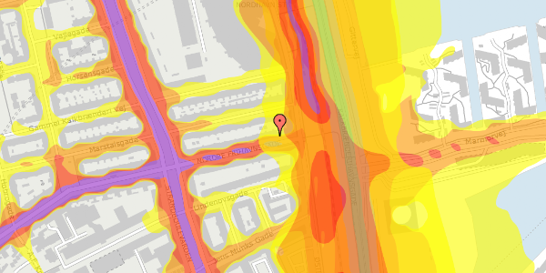 Trafikstøjkort på Nordre Frihavnsgade 99, 1. th, 2100 København Ø