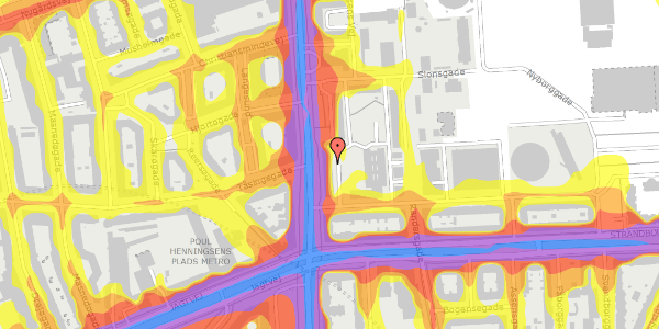 Trafikstøjkort på Nyborggade 5, 6. tv, 2100 København Ø