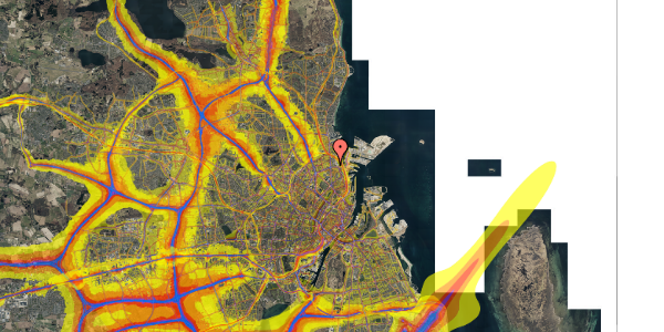 Trafikstøjkort på Nyborggade 11B, 9. 320, 2100 København Ø