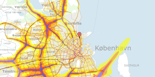 Trafikstøjkort på Nyborggade 11D, 5. 259, 2100 København Ø