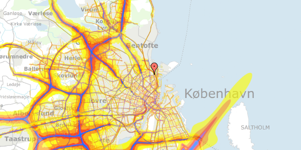 Trafikstøjkort på Nyborggade 11F, 4. 234, 2100 København Ø