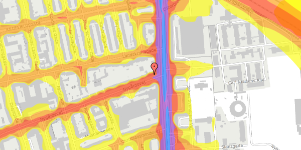 Trafikstøjkort på Nygårdsvej 2, 1. th, 2100 København Ø