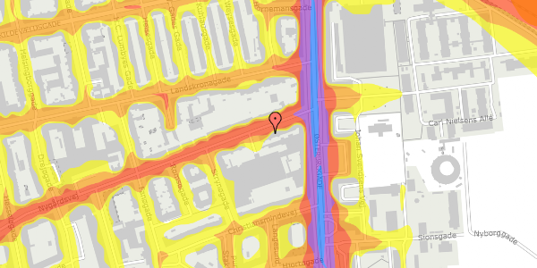 Trafikstøjkort på Nygårdsvej 3A, st. th, 2100 København Ø