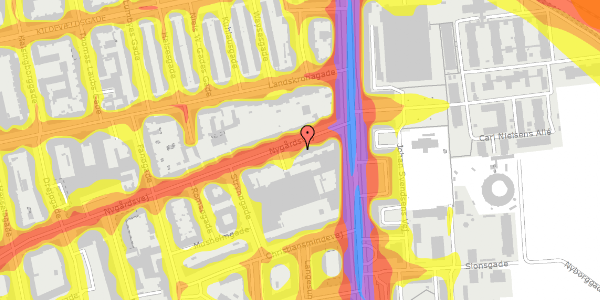 Trafikstøjkort på Nygårdsvej 3A, st. tv, 2100 København Ø