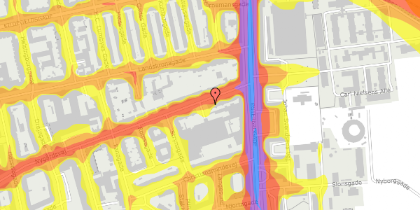 Trafikstøjkort på Nygårdsvej 3B, 2. tv, 2100 København Ø