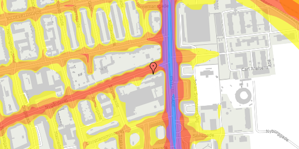 Trafikstøjkort på Nygårdsvej 3, st. th, 2100 København Ø