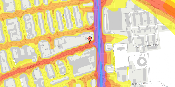 Trafikstøjkort på Nygårdsvej 4, st. th, 2100 København Ø